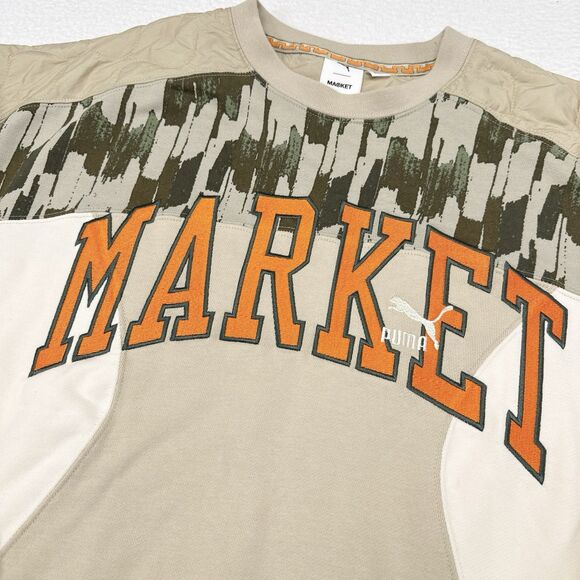 Puma‎ x MARKET Sweatshirt Mens Size Medium Tan Camo Crewneck Pullover Collab - Picture 3 of 11